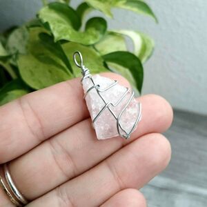2/$10 Raw Rose Quartz Crystal Pendant, Gemstone Pendant, Jewelry Making